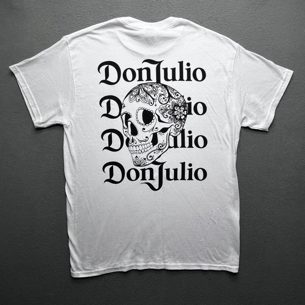 Don Julio Men T-Shirt 100% Cotton Medium White Sugar Skull Graphic Tee